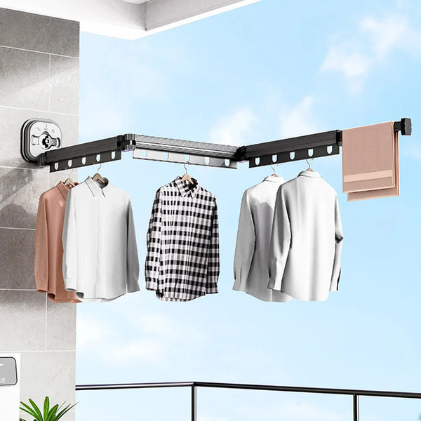 No Punching Wall Mounted Clothes Hanger Retractable